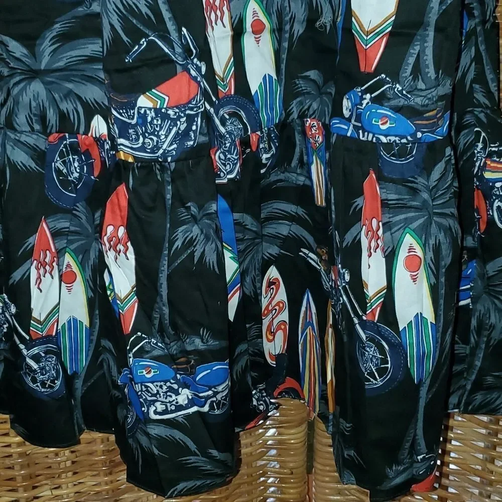 Ali'i Fashions Hawaiian Aloha Tropical Surfboard Motorcycle Dress Mumu M